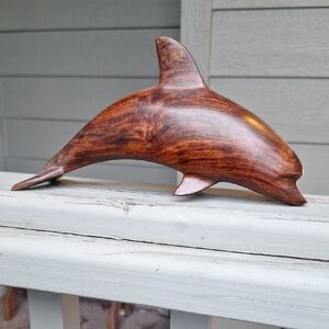 Vintage Ironwood Rosewood Hand-carved Dolphin Figurine Brown
